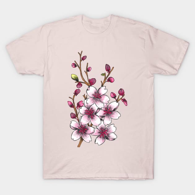 Cherry Blossom Flowers in Spring T-Shirt by TimorousEclectic